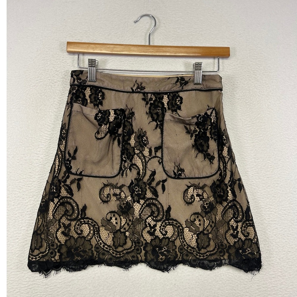 Coquette Whimsygoth Abercrombie & Fitch Womens 00 Black Floral Lace Mini Skirt